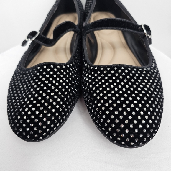 Kelly & Katie Black Velvet Ballet Flats with Rhinestones Size 11 - Picture 7 of 8